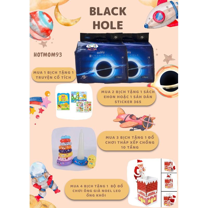 (MUA LÀ CÓ QUÀ) Tã/ bỉm dán/ quần siêu mềm mỏng Black Hole CHUẨN nội địa Trung Quốc NB64/S58/M50/L42/XL36/XXL34/XXXL32