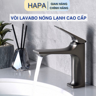 Vòi rửa mặt chất liệu đồng mạ crom, titan xám cao cấp vòi lavabo dáng vuông hapa