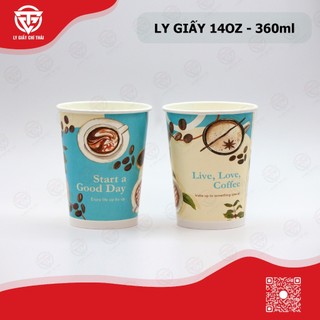 SET 50c Ly Giấy Cốc Giấy 14oz 360ml Mẫu In sẵn Good Day dành cho quán cafe take away và Trà sữa.