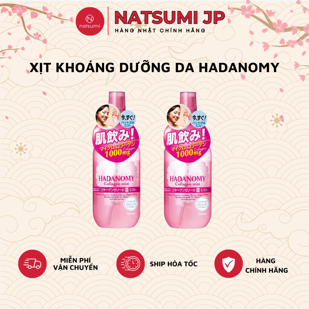 Xịt khoáng cơ thể Hadanomy Collagen Mist 250ml xịt dưỡng ẩm tăng đàn hồi da nội địa Nhật Bản