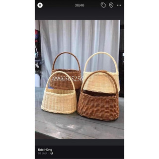 Giỏ mây cắm hoa kẽm nhung