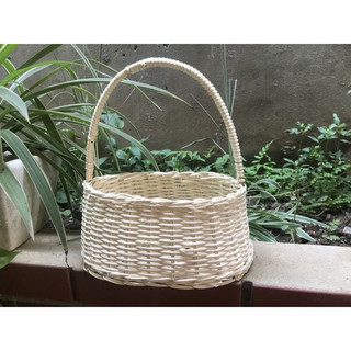 Giỏ mây cắm hoa kẽm nhung