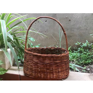 Giỏ mây cắm hoa kẽm nhung