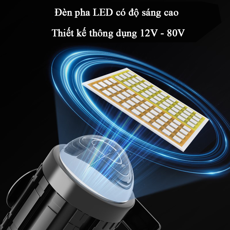 Đèn pha LED xe máy YIPAUTO Đèn xe máy hai chế độ sáng Đèn pha xe máy siêu sáng Đèn trợ sáng dành cho xe máy