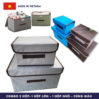 [Hàng Đẹp Gia Công Việt Nam ] Combo 2 Hộp Vải Đựng Quần Áo - Hộp lưu trữ quần áo đồ lót đồ chơi đa năng – 8 Lít,18 Lít