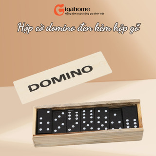 Hộp cờ domino đen cao cấp gigahome kèm hộp gỗ tự nhiên 6180