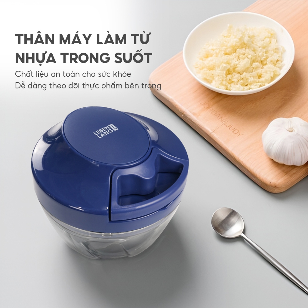 Dụng cụ xay tỏi ớt, thực phẩm Lebenlang LBL3939 lưỡi xay bén, dây rút tiện lợi - hàng chính hãng