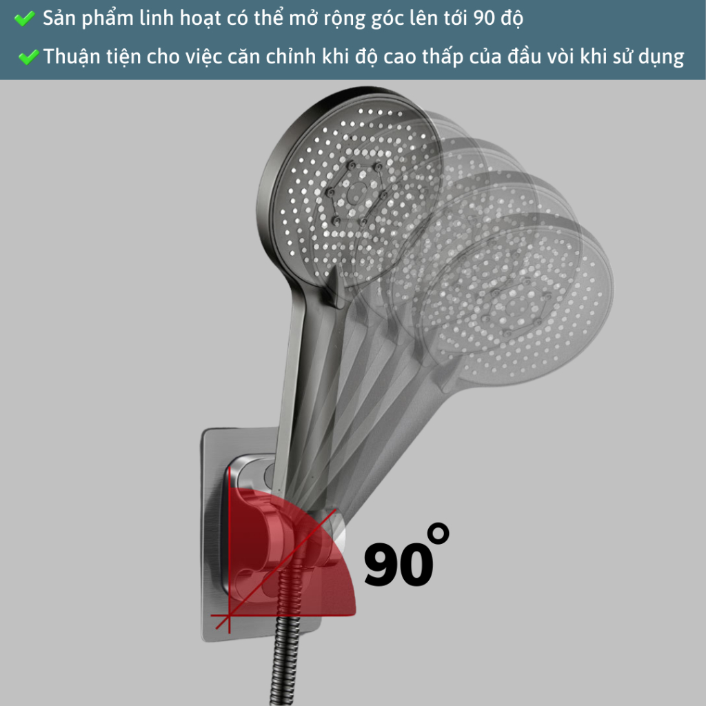 Giá Đỡ Đầu Vòi Hoa Sen Gắn Tường Tự Dính Có Thể Điều Chỉnh BT006 BEBEHOUSE