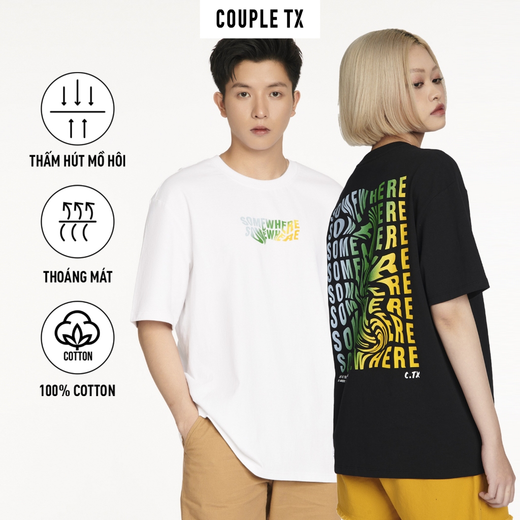 Áo Thun Nam Nữ Couple TX Relax Fit In Typo Somewhere TS 250