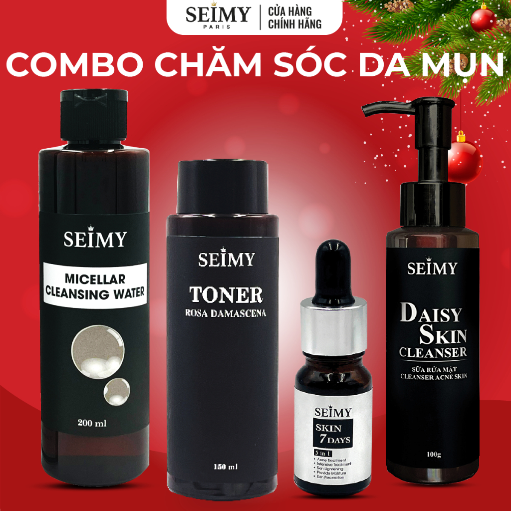 Combo Chăm Sóc Da Dầu Mụn Seimy - Giảm Mụn Thâm Rỗ , Phục Hồi Da Căng Mịn Khỏe Mạnh