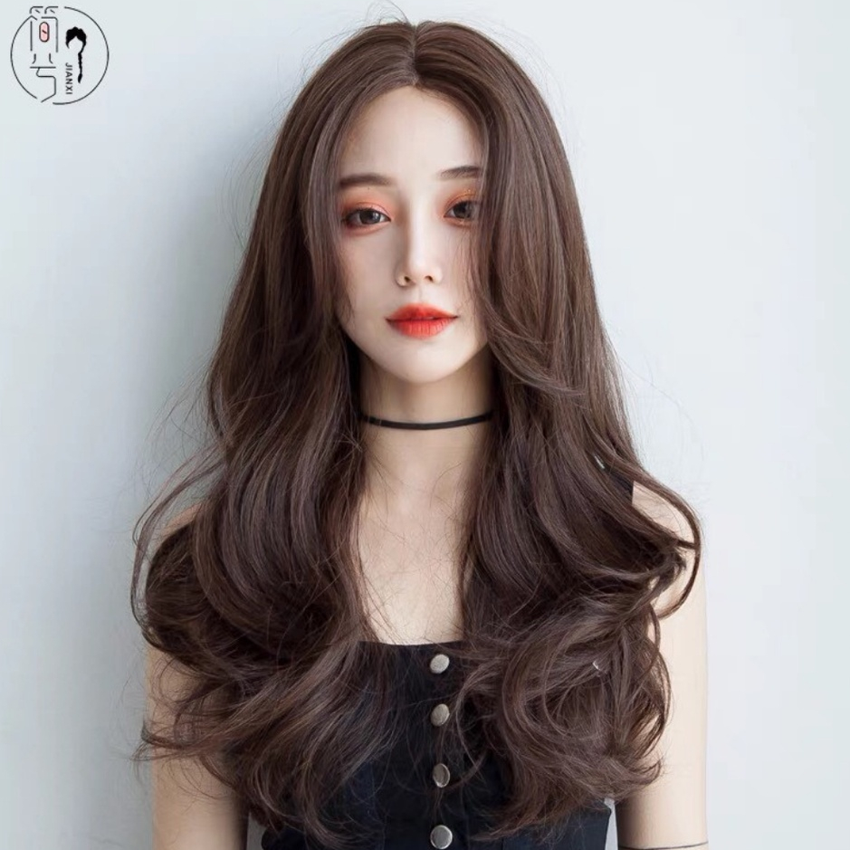  Tóc giả nguyên đầu cả đầu xoăn sóng dài cứ hướng mới tặng lưới đội A04 Tặng lưới chụp 