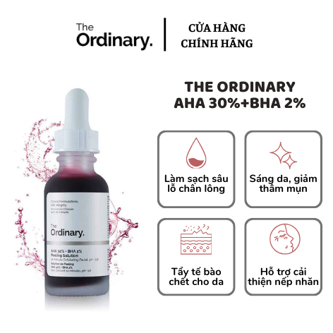 Serum tẩy da chết The Ordinary AHA 30% + BHA 2% Peeling Solution 30ml giảm thâm mụn, trắng da