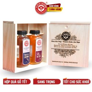 Hộp quà Tết Cội Nguồn gồm 1 Mật ong nguyên chất Cha Rồng 500g + 1 Mật ong Mẹ Tiên 500g - quà tặng sang trọng, lịch sự