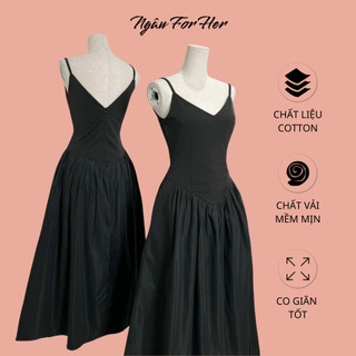 Ceci dress- đầm maxi hai dây tùng xoè tk2739, đầm hai dây cổ v dáng dài