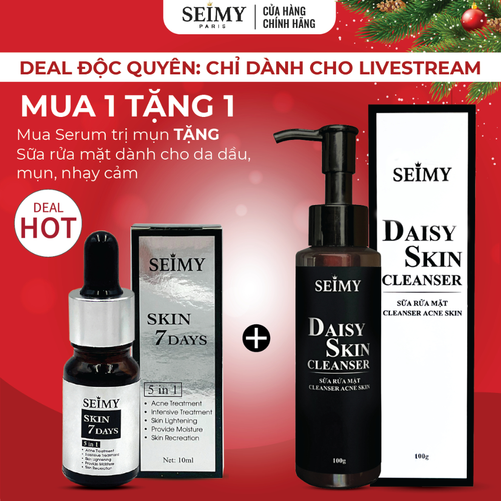 Combo Serum Giảm Mụn và Sữa rửa mặt Seimy