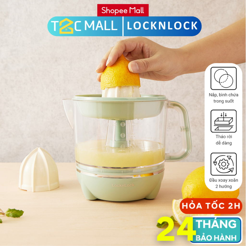 Máy Vắt Ép Cam 2 Chiều Màu Xanh Mint Nhỏ Gọn EJJ231MIT LocknLock 0.7L 40W - Xoay Cho Nhiều Nước Cam T2C Mall