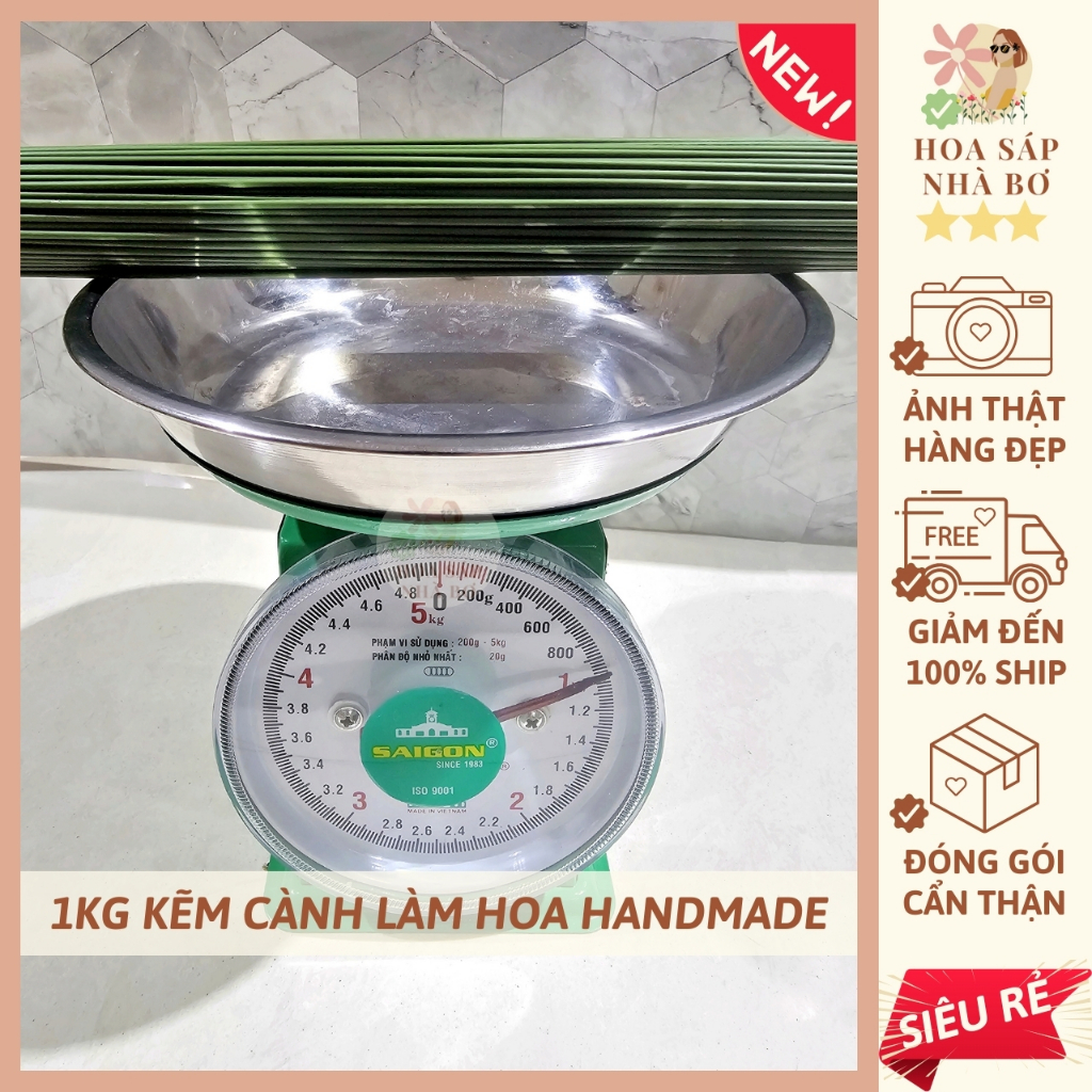 1kg kẽm cành trơn bọc nhựa 40cm ~230 cây bền cứng dẻo tiết kiệm cắm hoa làm hoa handmade đẹp - Hoa Sáp Nhà Bơ