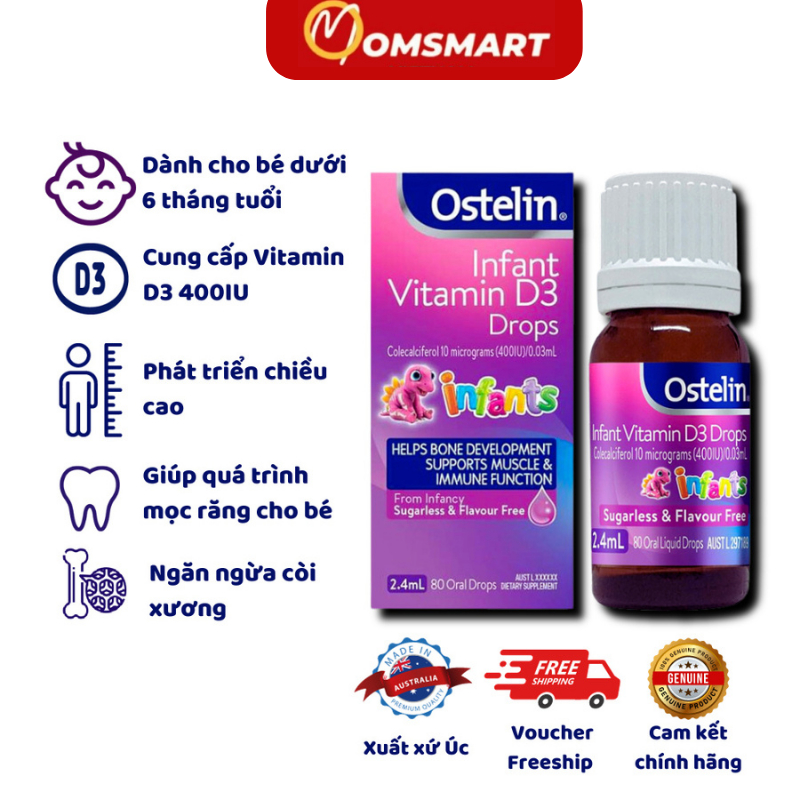 Vitamin D3 - Ostelin Vitamin D3 phát triển xương và răng cho trẻ Chuẩn Úc