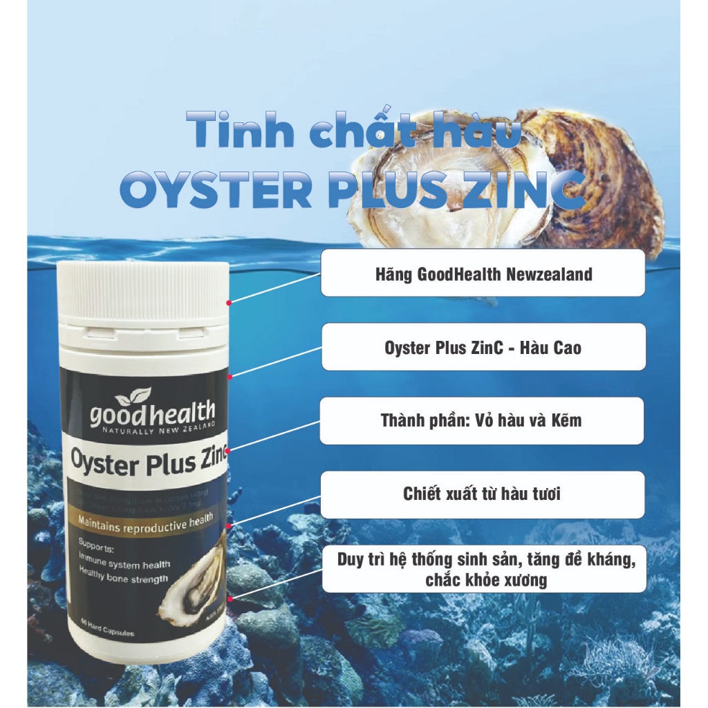 Tinh chất hàu biển Oyster Plus ZinC Goodhealth 60 viên