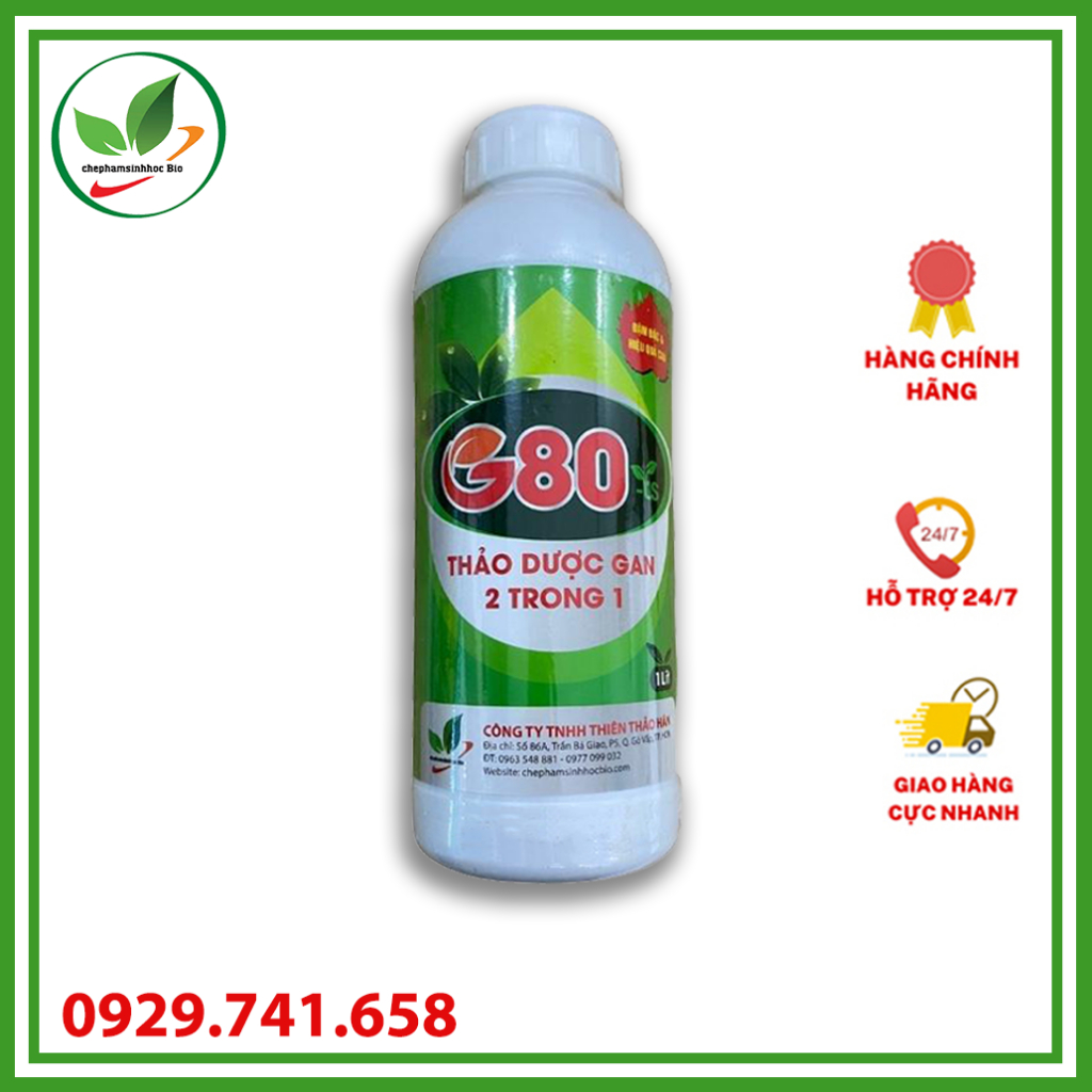 Thảo dược gan 2 trong 1 G80. Phòng bệnh viêm gan, sưng gan, vàng gan, teo gan chuyên dùng cho thủy sản. Chai 1 lít