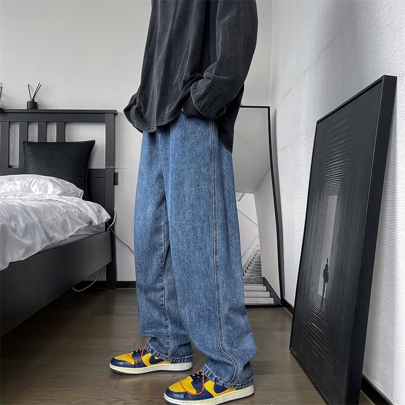 Quần jean trơn nam nữ form rộng Hem Fashion, quần bò baggy unisex ống suông dễ phối đồ, chất jean đẹp | BigBuy360 - bigbuy360.vn