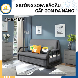 Giường Sofa Bắc Âu Cao Cấp, Sofa Bed Đa Năng 1M6x1M9, Có Ngăn Chứa Đồ Tiết Kiệm Diện Tích