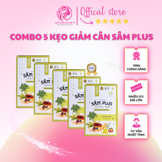 Combo 5 hộp kẹo giảm cân sâm plus detox x 1000 giúp giảm thèm ăn, hỗ trợ giảm cân an toàn, hiệu quả