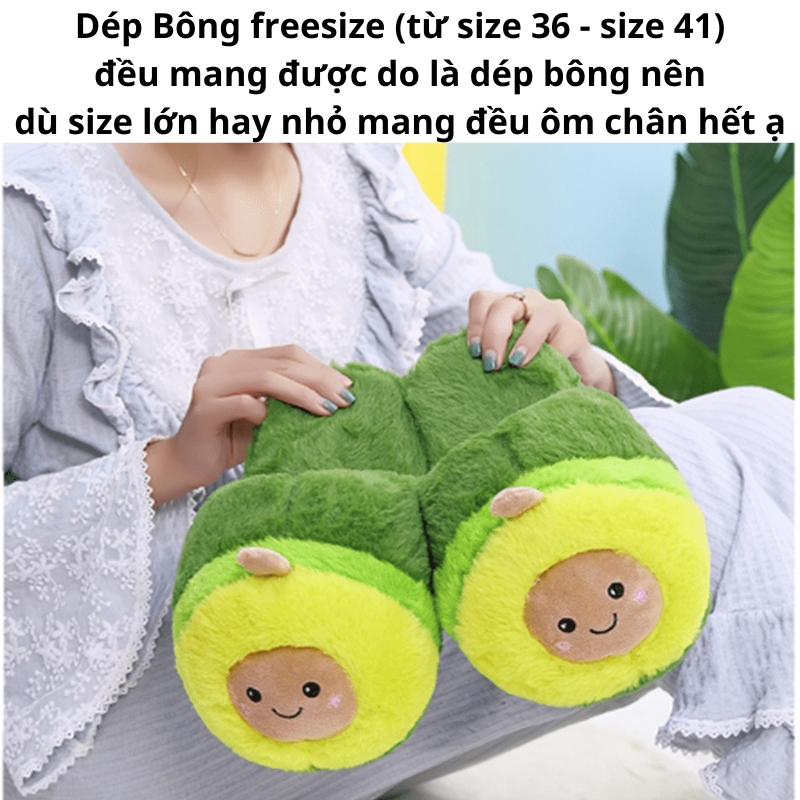 Dép bông đi trong nhà hình bơ siêu mịn MK007