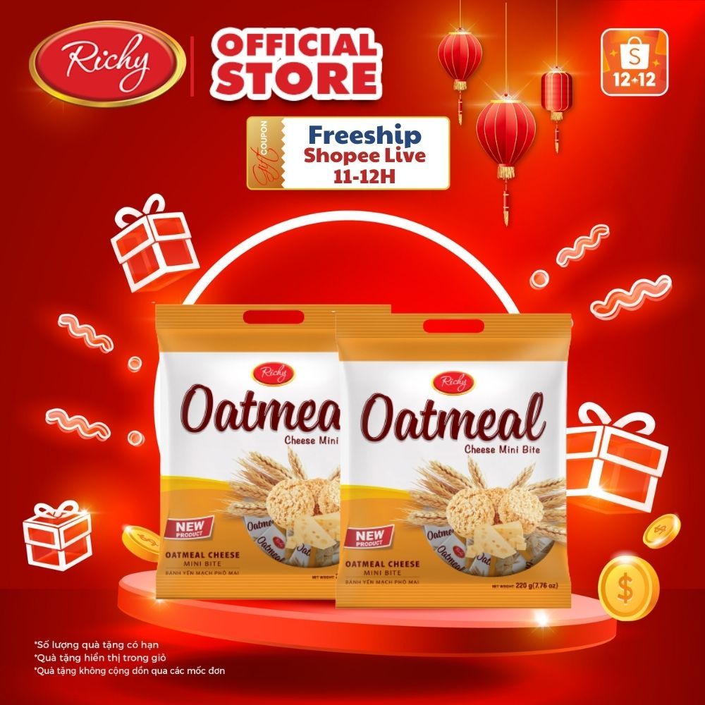 Combo 2 Túi Yến Mạch Richy mini bite vị Phô Mai 220g