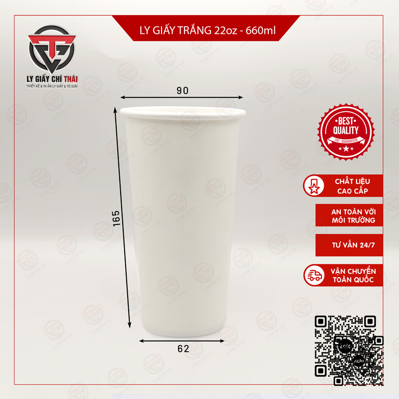 SET 500 cái Ly Giấy, Cốc Giấy 360ml, 480ml, 660ml Dày 260gsm Ly Cà Phê Mang Đi, Trà Sữa, Nước Uống…