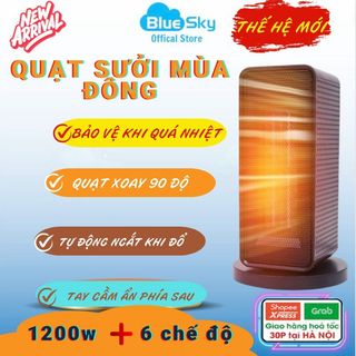 Máy Sưởi Mini Để Bàn Thế Hệ Mới 1200W, Tiết Kiệm Năng Lượng Làm Ấm Nhanh An Toàn, Không Khô Da