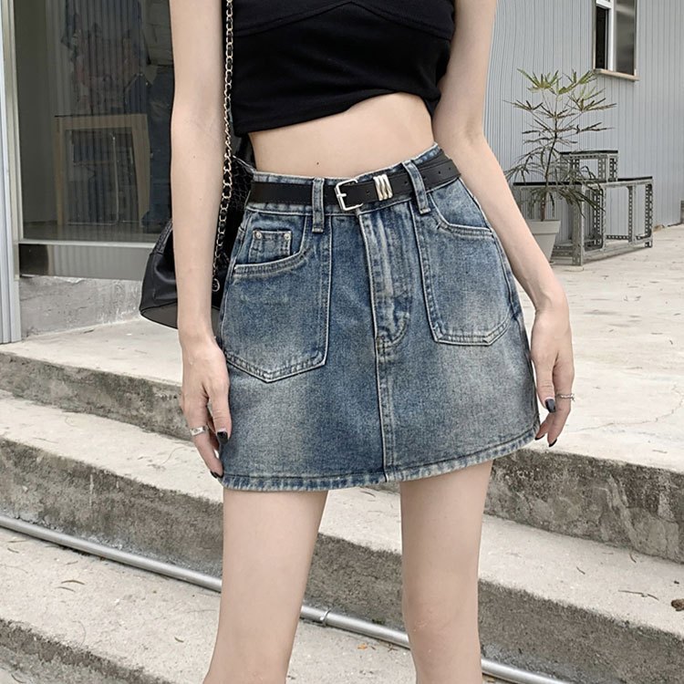 Chân Váy Jeans Dáng Ngắn MIAA siêu Tôn Dáng , váy chữ a cạp cao Có Lót Quần Trong Vải Jeans cao cấp