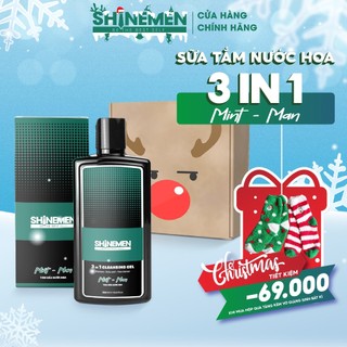 QUÀ TẶNG GIÁNG SINH | GIFT SET hộp quà Sữa Tắm Gội Rửa mặt 3 in 1 cho nam SHINEMEN nước hoa Mint-Man 300ml
