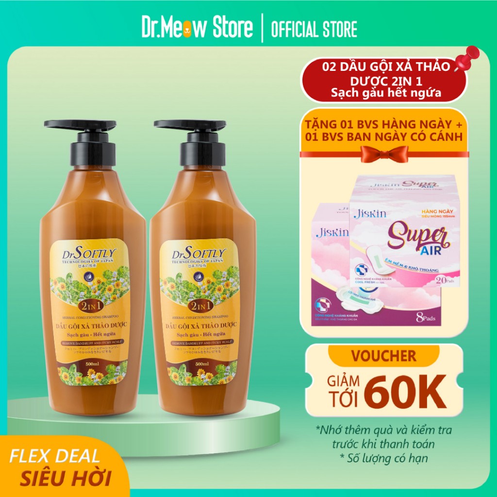 Dầu gội - xả thảo dược DrSoftly 2in1 - Cuốn bay gàu ngứa hiệu quả