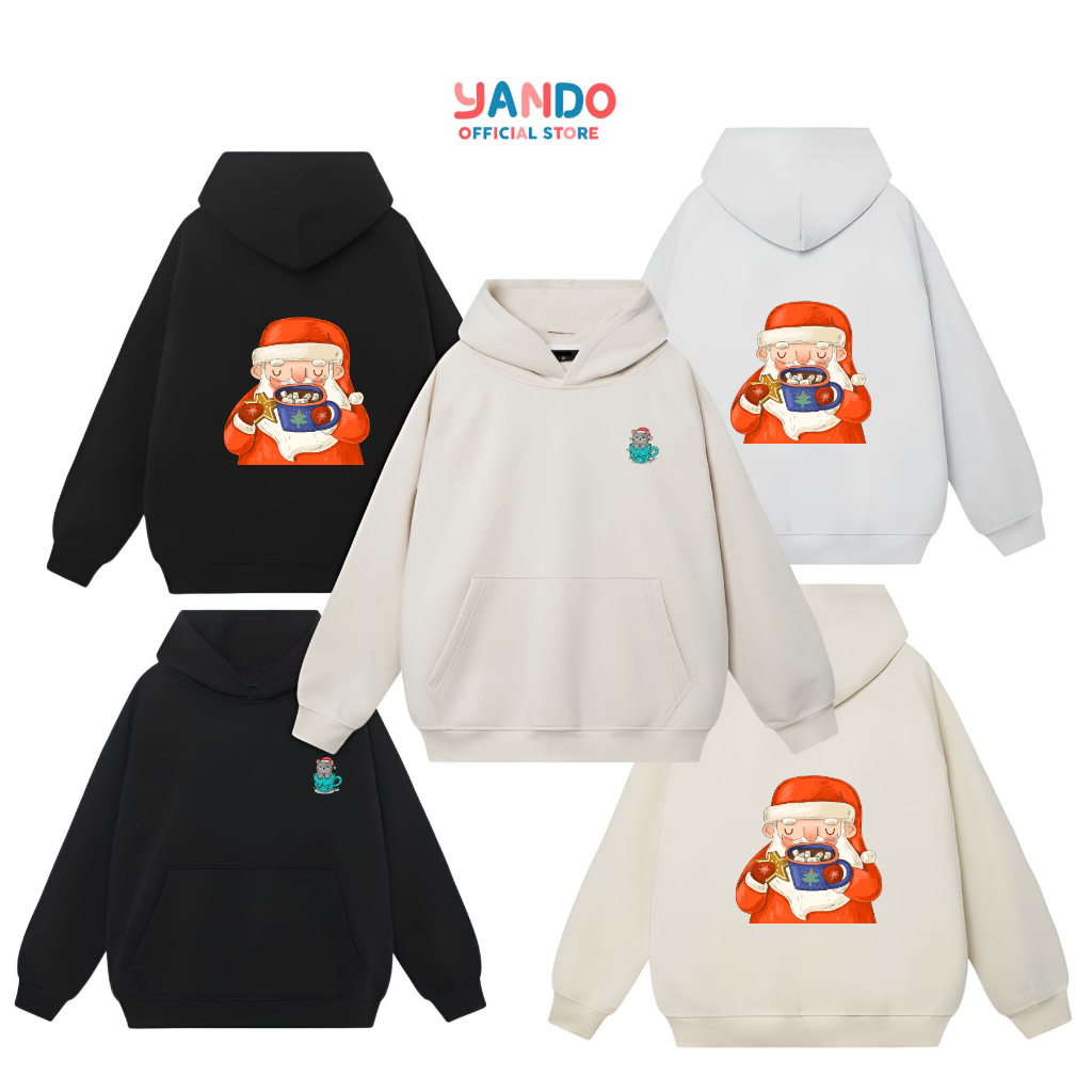 Áo Hoodie Merry Christmas Santa Claus Form Rộng Unisex YANDO OUTFITS L046 Nỉ Cotton French Terry 350GSM Local Brand