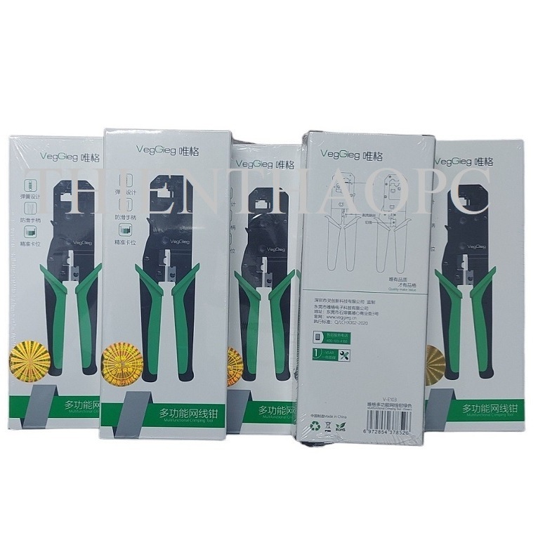 Kìm Bấm Mạng RJ45 Cat5 Cat6 Veggieg V-E103 Chính Hãng