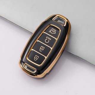 Ốp chìa khoá Hyundai Accent 2021 2023, Elantra 2023, N Line 4 nút bấm ô tô vỏ bọc smartkey bằng nhựa Tpu mạ vàng