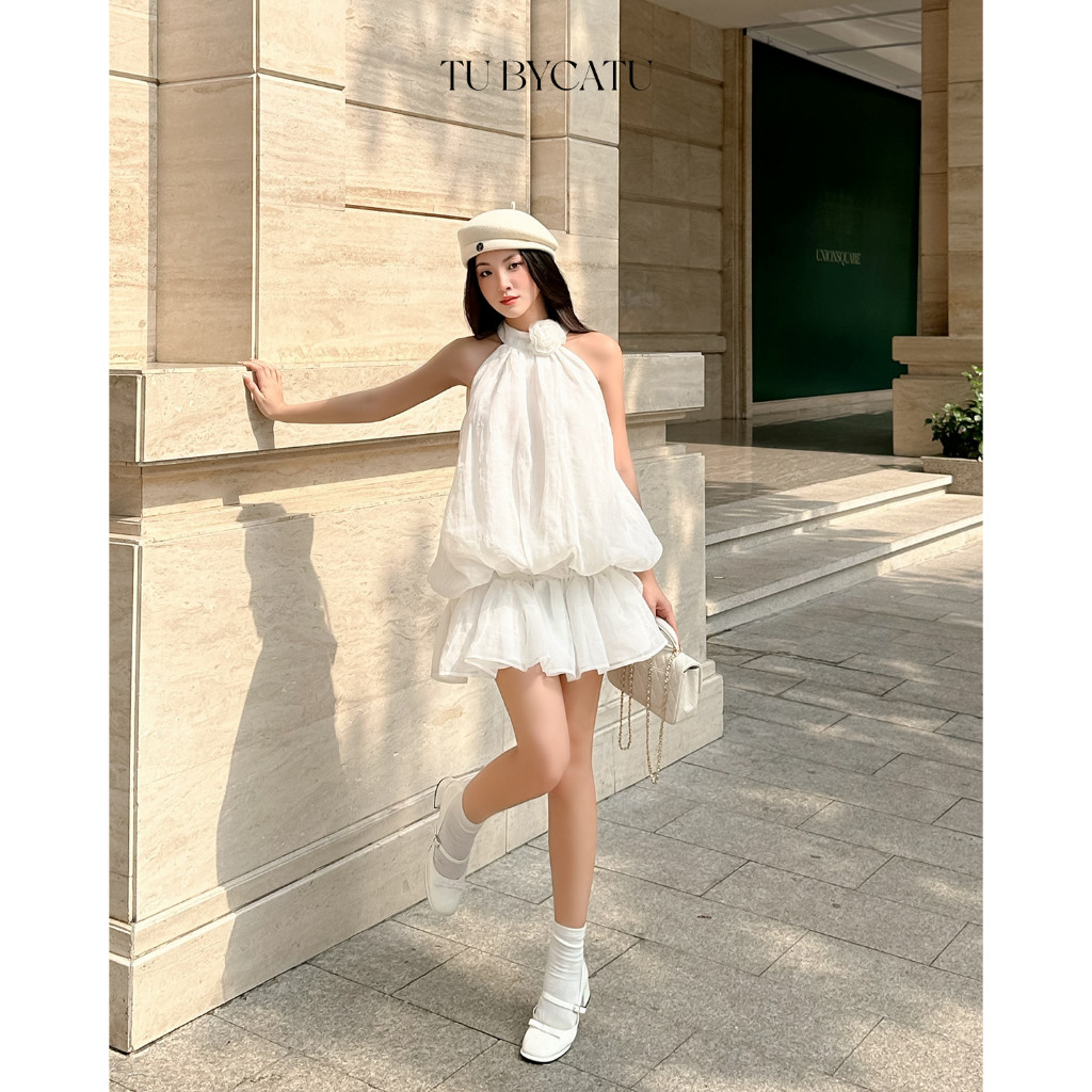 TUBYCATU | Đầm yếm rosa white/ nude dress
