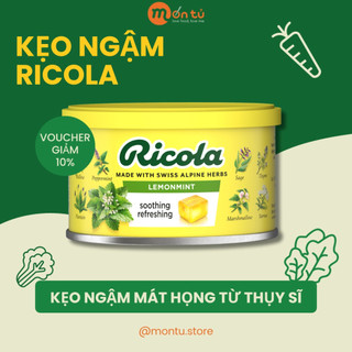 Kẹo ngậm ho mát họng Ricola : Kẹo Ricola thảo mộc Swiss Herb, Kẹo Ricola thảo mộc Chanh và Bạc Hà hộp thiếc 100g