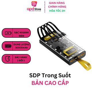 Sạc dự phòng trong suốt Cao Cấp,Chính hãng APD 30000mah Pin Dung Lượng Lớn Đi Kèm Dây Sạc Nhanh 66w, Thích Hợp Các ĐT