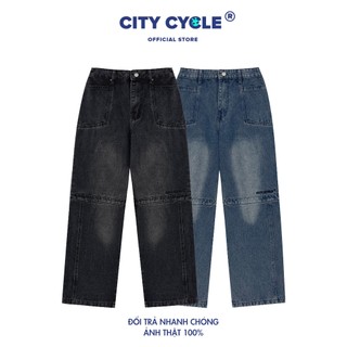 Quần Jeans Local Brand Line Up City Cycle ống suông form rộng oversize unisex