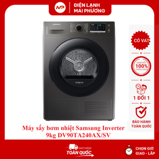 Máy sấy bơm nhiệt samsung inverter 9 kg dv90ta240ax/sv - hàng chính hãng