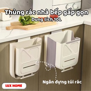Thùng rác treo tủ bếp gấp gọn thông minh 10L có ngăn đựng túi rác tiện lợi, Thùng rác treo tường gấp gọn.