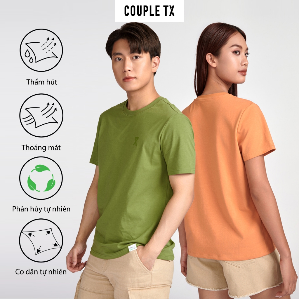 Áo Thun Nam Nữ Couple TX Sợi Bắp Green EX Regular Fit Bio Iscra In Logo X TS 274
