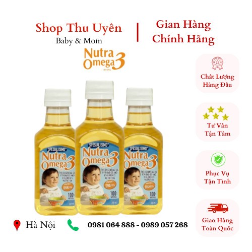 Dầu Cá Hồi Nutra Omega 3 Lọ 240ml Cho Bé Từ 7M