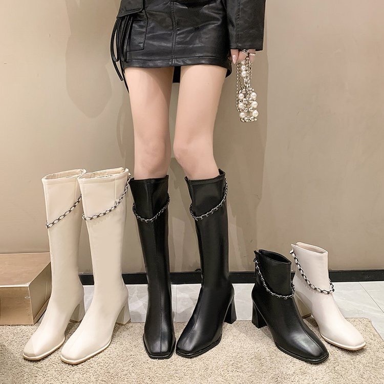 SẴN _Bốt đùi nữ gót 7 phân tag xích hàng QC