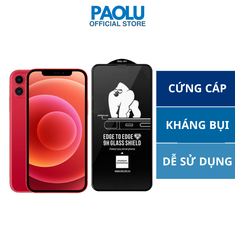 Kính Cường Lực Iphone KingKong Full Màn PAOLU IP6/6S/6Plus/6SPlus/7/8/7Plus/8Plus/X/Xs/Xsmax/11/12/13/14/Pro/Promax