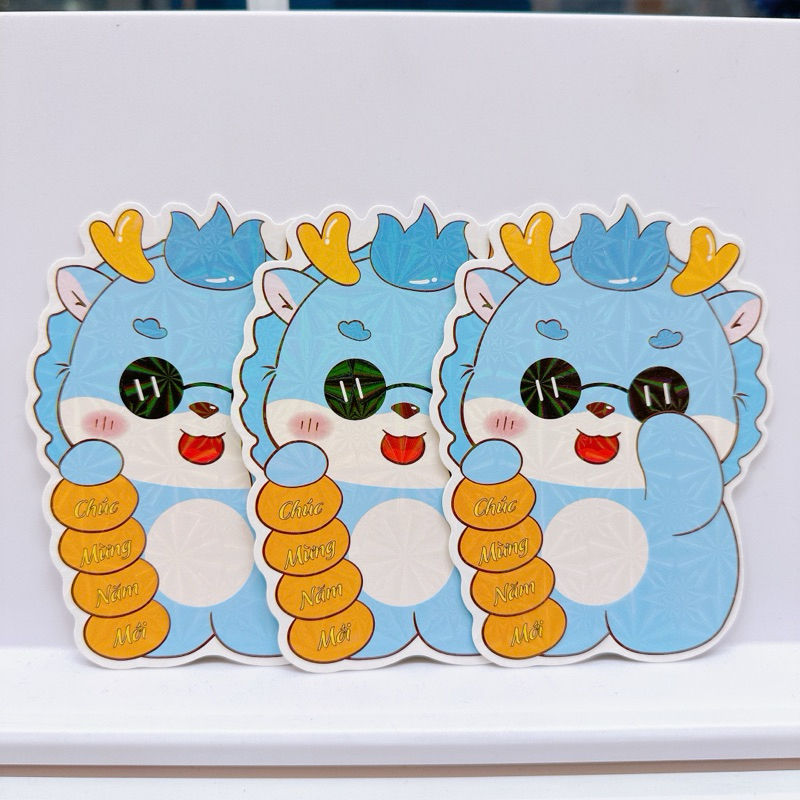 Set 100 Phong bao lì xì tết 2024 chipi rồng - Loại có phản quang