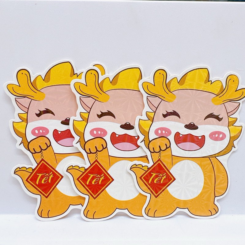 Set 100 Phong bao lì xì tết 2024 chipi rồng - Loại có phản quang