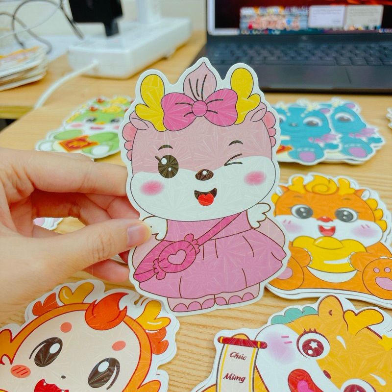 Set 100 Phong bao lì xì tết 2024 chipi rồng - Loại có phản quang